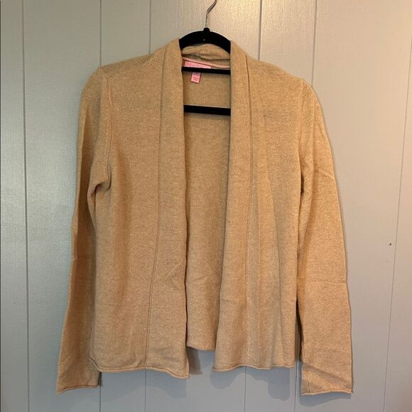 Lilly Pulitzer Tan Cashmere Open Cardigan Size Medium - Picture 1 of 2